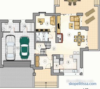 Проекти на куќи и куќи со гаража за 2 автомобили