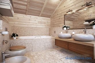 Бања дизајн во дрвена куќа - правилата на уредување на модерен ентериер