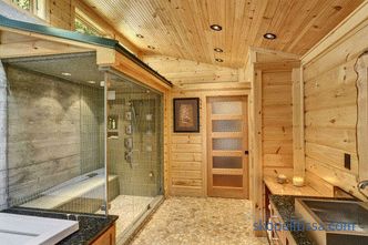Бања дизајн во дрвена куќа - правилата на уредување на модерен ентериер