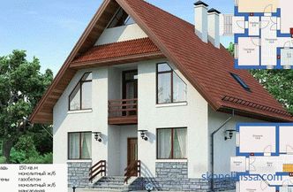 Проекти на куќи до 150 метри и проекти на колиби до 150 квадратни М. метри во Русија