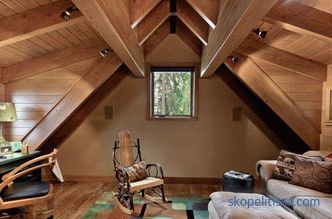 Внатрешност и дизајн на таванот во дрвена куќа, втор кат во куќа, покривот на таванот, идеи, фотографии